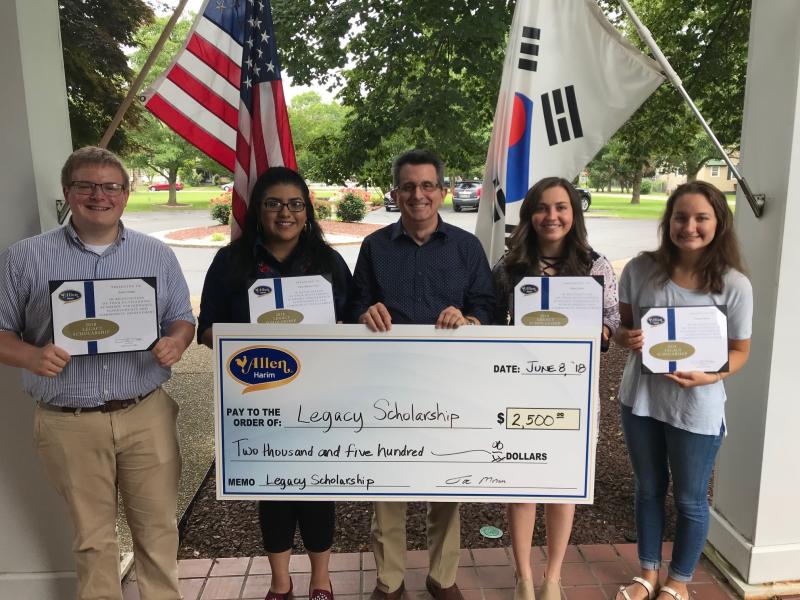 Gathered at the Allen Harim scholarship presentation are (l-r) Joshua Tucker of Boonville, N.C.; Diana Ramirez-Irineo of Georgetown; Brian Hildreth, chief financial officer, Allen Harim; Alyssa Givens of Laurel; and Fantasy Hopkins of Bridgeville. Not pictured is Jacob Haynes of Calhoun, Ga. SUBMITTED PHOTO